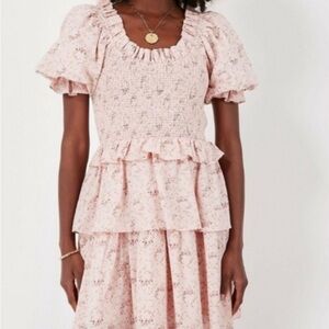 Floral Pink Smocked Dress